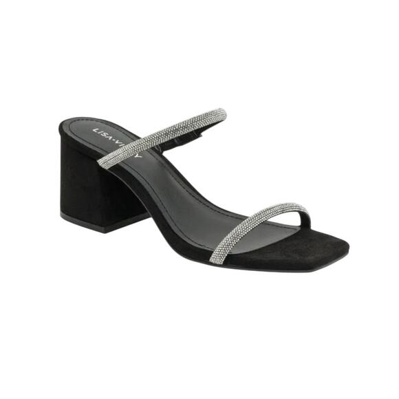 NIB! Lisa Vicky Mood Pavé Crystal Block Heel Slide Glitzy Sandal - Size 7.5 - Picture 2 of 10